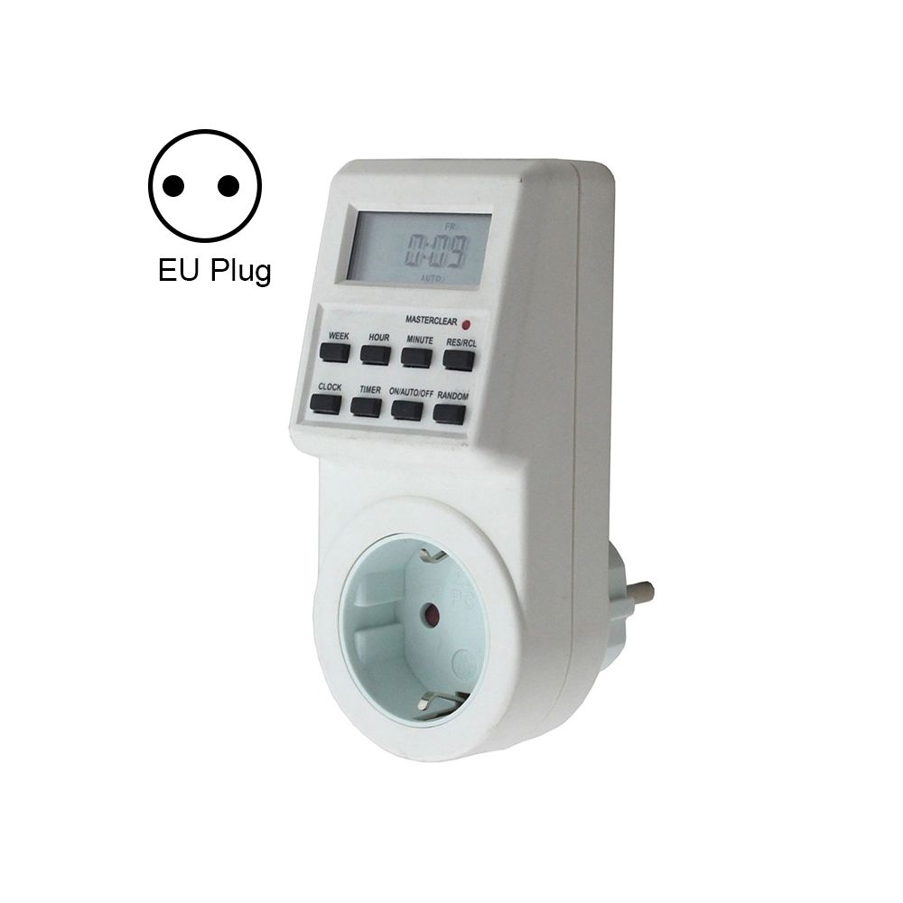Wewoo - Prise électrique avec minuteur AC 230V Smart Home Plug-in LCD Affichage Horloge Été Heure Fonction 12/24 Heures Changeur Minuterie Interrupteur, UE Plug - Prises programmables