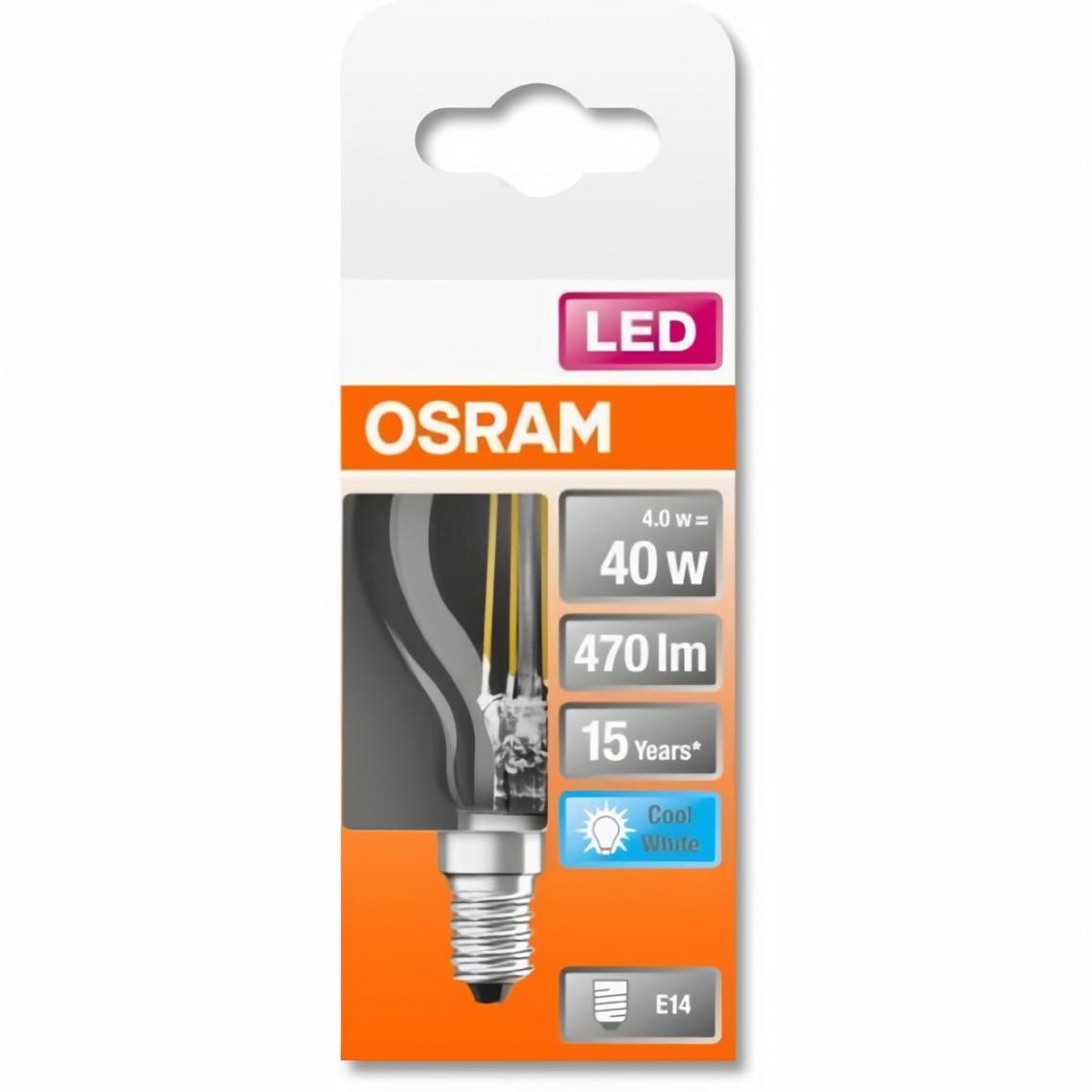 Osram - OSRAM Ampoule LED Sphérique clair filament 4W=40 E14 froid - Ampoules LED