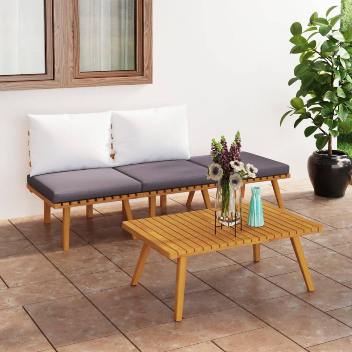 Vidaxl - vidaXL Salon de jardin 4 pcs avec coussins Bois d'acacia solide - Ensembles canapés et fauteuils