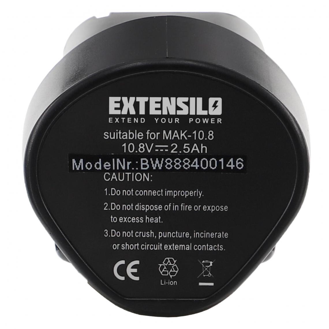 Vhbw - EXTENSILO Batterie compatible avec Makita ML100W, ML101, MR051, ML101W, MU01, MR051W outil électrique (2500 mAh, Li-ion, 10,8 V) - Accessoires vissage, perçage