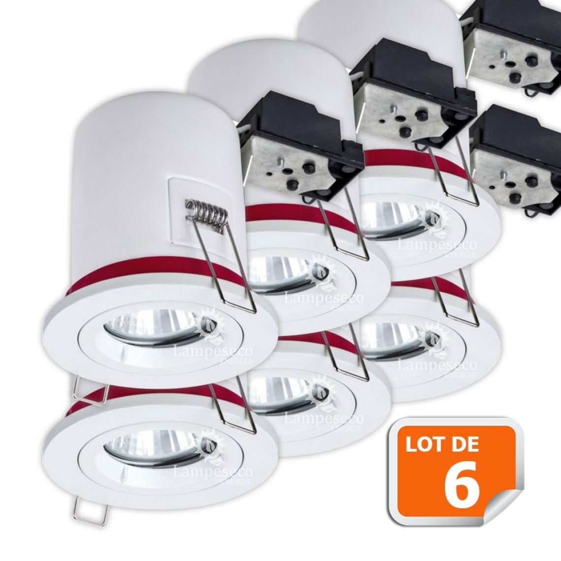Lampesecoenergie - Lot de 6 Support de spot BBC Orientable diametre 100mm avec douille GU10 ref. 802 - Moulures et goulottes