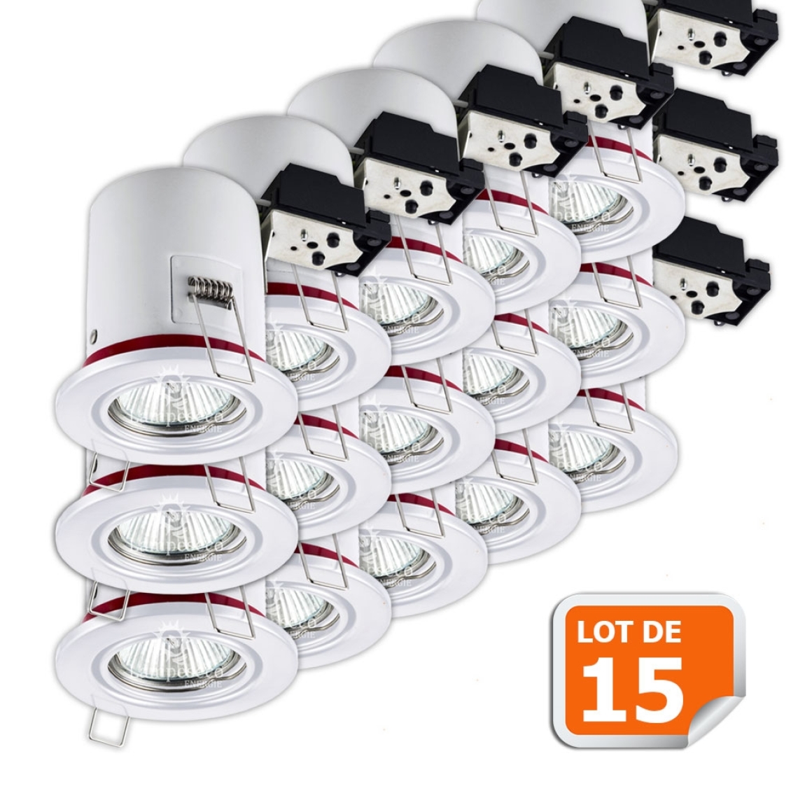 Lampesecoenergie - Lot de 15 Support de spot BBC Orientable Blanc diametre 90mm avec douille GU10 ref. 826 - Moulures et goulottes