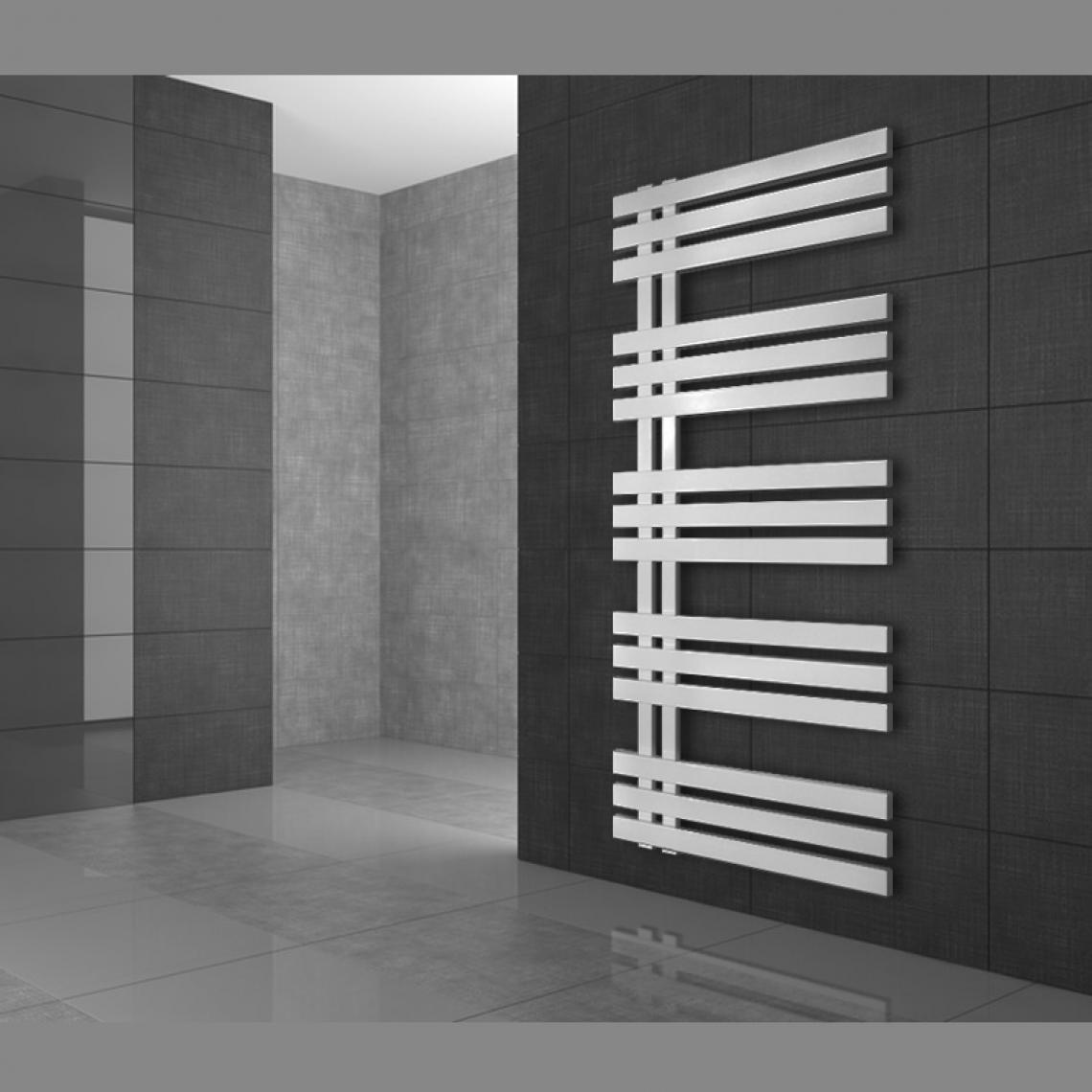 Ecd Germany - ECD Germany Radiateur de salle de bain blanc 600x1000mm avec thermostat + set de connexion central - kit de montage mural - protection contre le gel antigel système de chauffage à deux tuyaux - Sèche-serviette