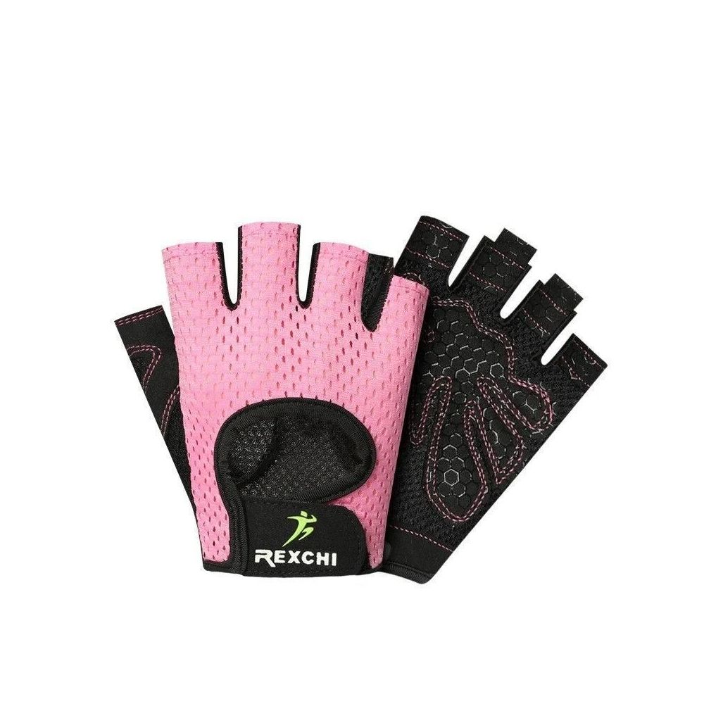 Justgreenbox - Professionnel Gym Fitness Gants Power Weight Lifting Femmes Hommes Crossfit Workout Bodybuilding Half Finger Hand Protector, Rose, XL - Levage, manutention