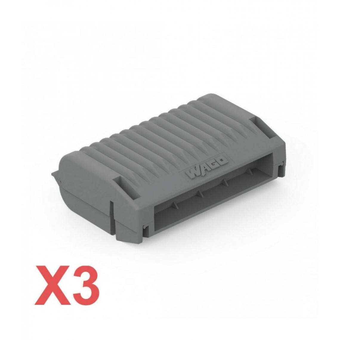 Wago - Lot de 3 WAGO Gelbox série 221 pour conducteurs - Dérivation avec gel - 2x73 - Borne 4 mm² max. - Taille 3 - Gris - Accessoires de câblage
