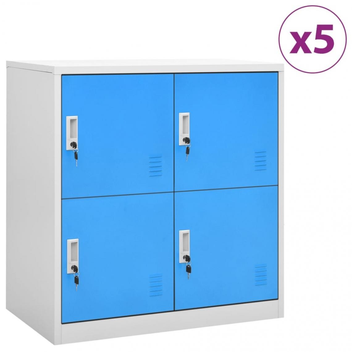 Vidaxl - vidaXL Armoires à casiers 5 pcs Gris clair et bleu 90x45x92,5 cm Acier - Casiers de rangement