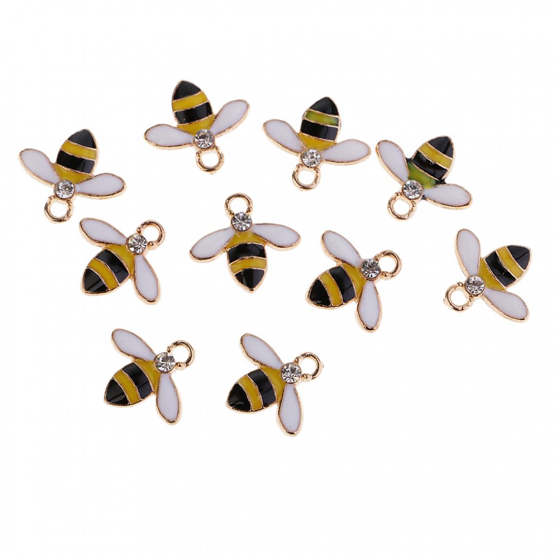 marque generique - 10 pièces abeille alliage strass flatback embellissements décoratifs jaune - Poignée de meuble
