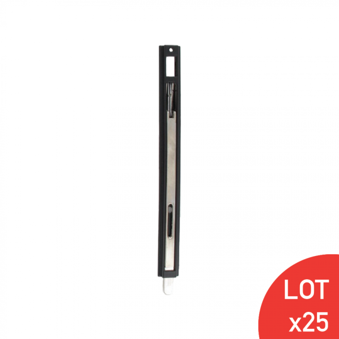 Secury-T - Verrou à onglet 217 mm, noir LOT DE 25 - Crémone