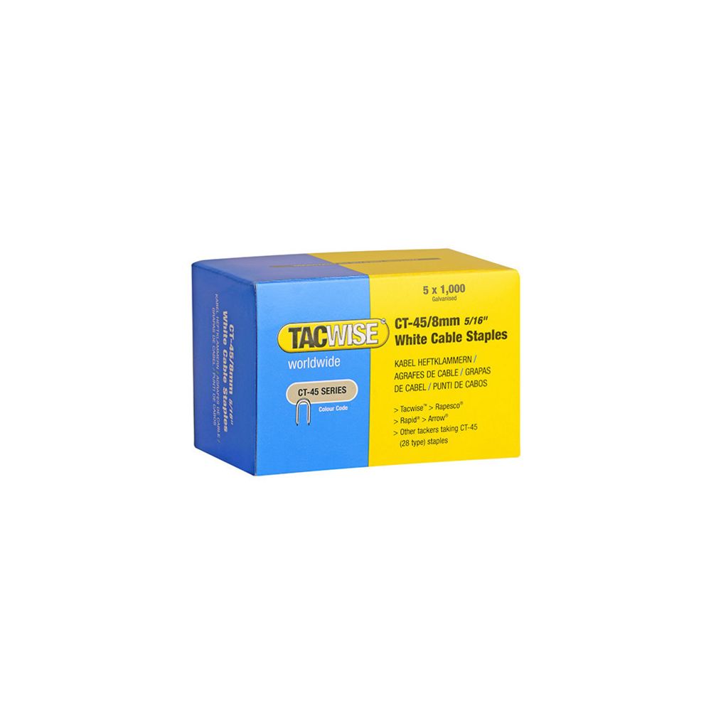 Tacwise - Boîte de 5000 agrafes pour câble type CT45 L. 8 mm blanches - TA-0980 - Tacwise - Clouterie