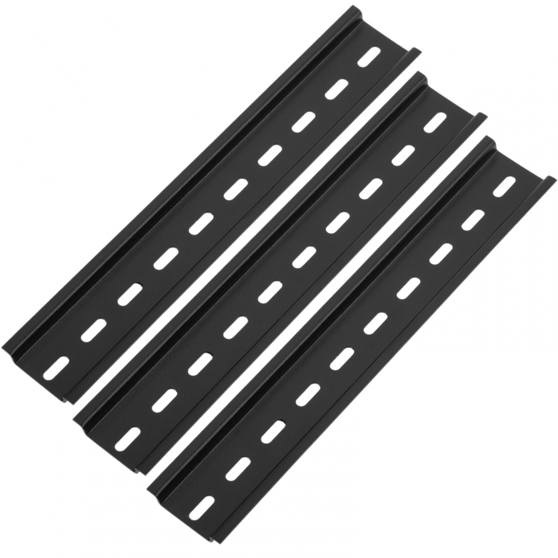 Bematik - Lot de 3 rails DIN 200mm noirs rail 35 x 15 mm perforé - Boîtes d'encastrement