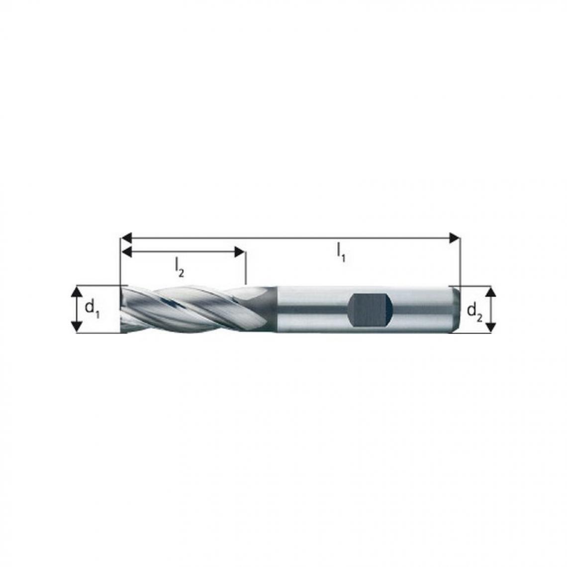 Forum - Fraise cylindrique courte, type N, en acier à coupe rapide à 8% de cobalt, sans revêtement, Ø d1 - k10 : 22,0 mm, Long. totale l1 104 mm - Accessoires vissage, perçage
