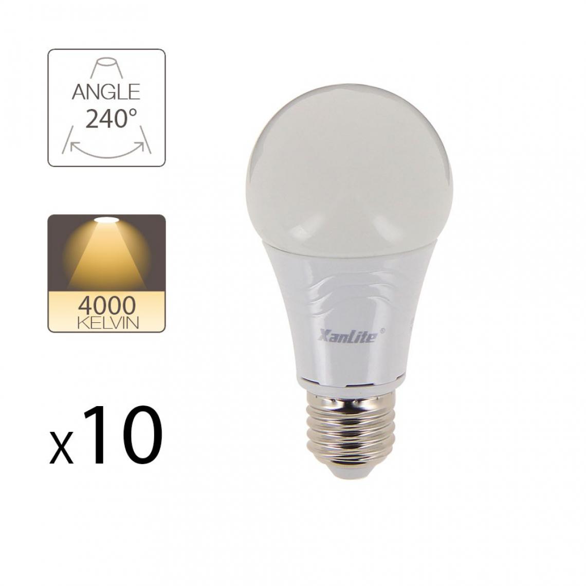 Xanlite - Lot de 10 Ampoules LED A60 culot E27 - Ampoules LED
