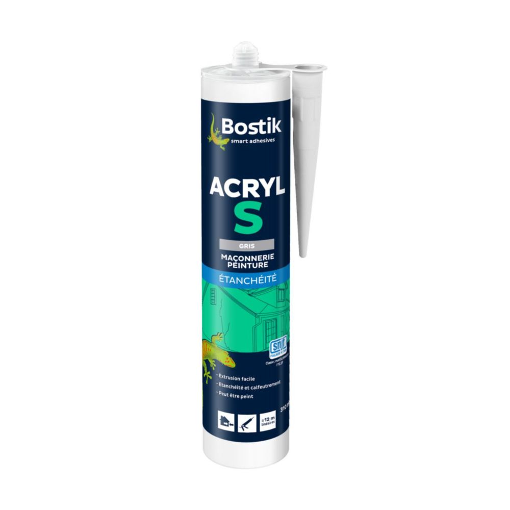 Bostik - Mastic acrylique BOSTIK Acryl S - Gris - Cartouche 310 ml - 30613664 - Abrasifs et brosses