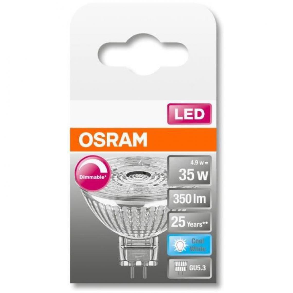 Osram - Spot MR16 LED 36° verre variable 4.9W - Ampoules LED