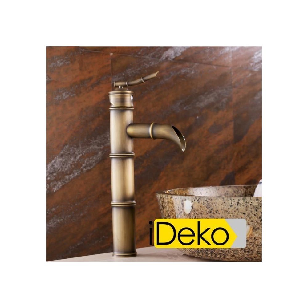 Ideko - iDeko®Robinet Mitigeur lavabo salle de bain en Laiton rotation à 360 degrés Style Japonais Bambou avec Flexible - Lavabo