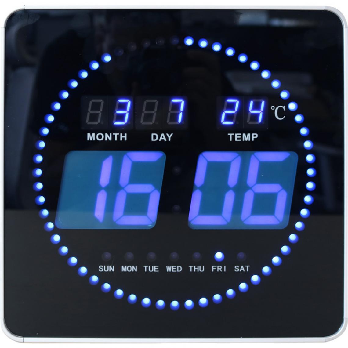 Unilux - UNiLUX Horloge murale LED FLO, date/température, noir () - Télérupteurs, minuteries et horloges