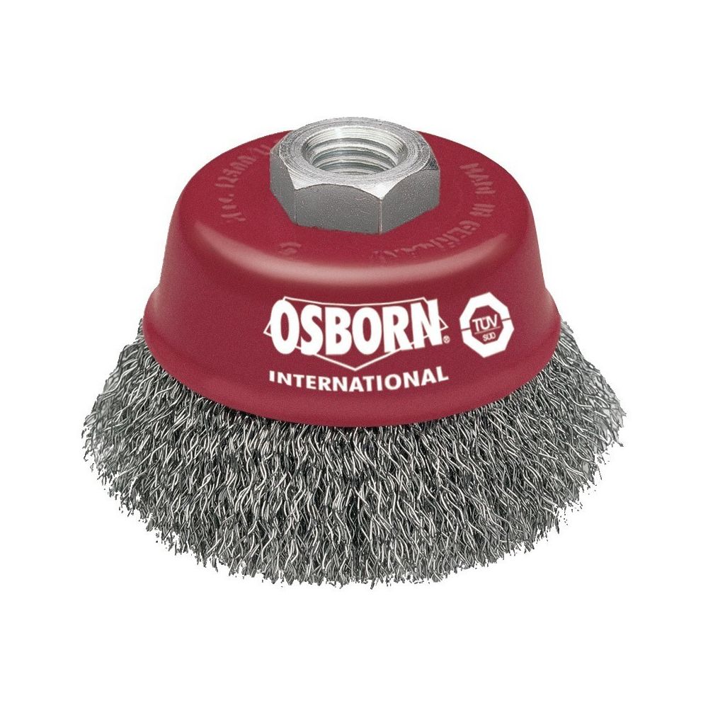 Osborn - Brosse boisseau pour meuleuse - d75 mm-m 4 x 2 fils ondulés 0,30 mm, rouge - Abrasifs et brosses
