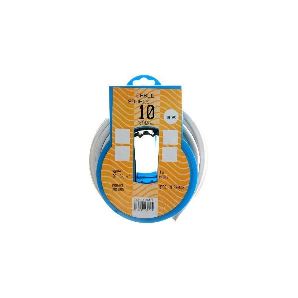 marque generique - PROFIPLAST Couronne de câble 10 m HO5VVF 3G 1,5 mm2 Blanc - Fils et câbles électriques