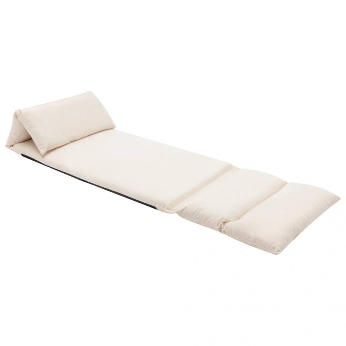 Vidaxl - vidaXL Chaise pliable de sol Crème Microfibre - Transats, chaises longues
