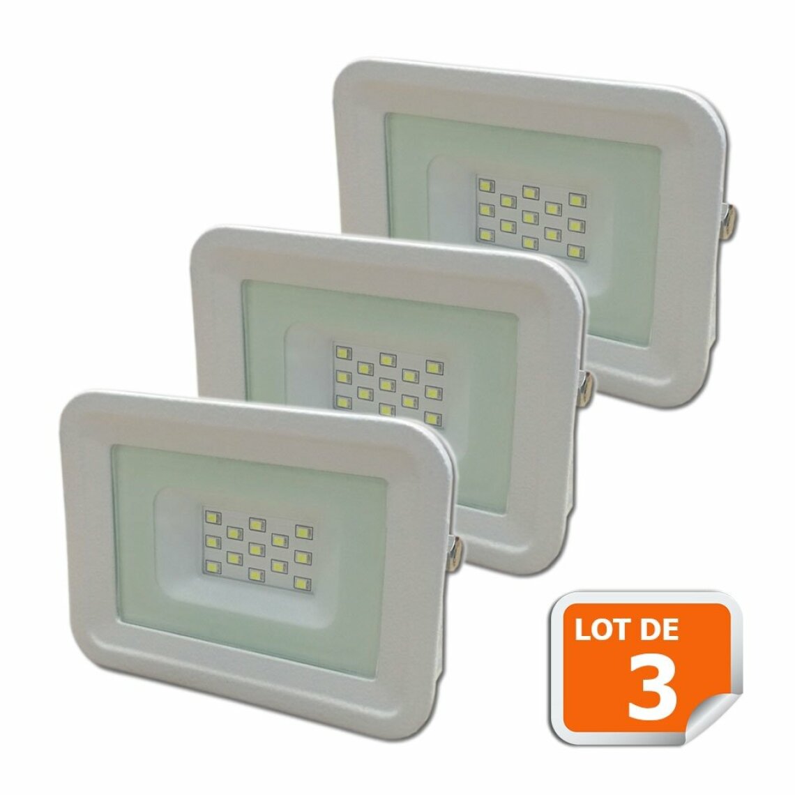 Lampesecoenergie - Lot de 3 LED Projecteur Lampe 10W Blanc 6000K IP65 Extra Plat - Boîtes d'encastrement