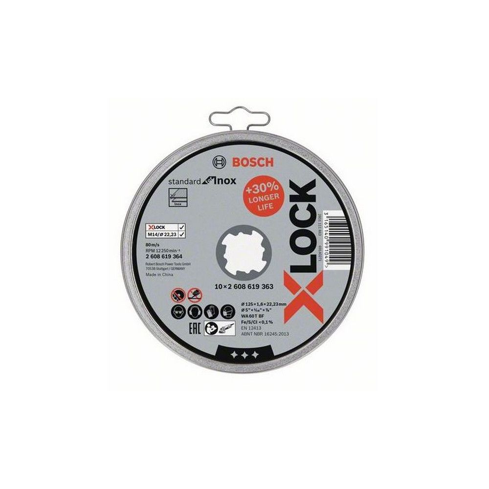 Bosch - BOSCH 10 Disques tronconner X-Lock Metal/inox 125 ep1.6 - 2608619364 - Accessoires meulage