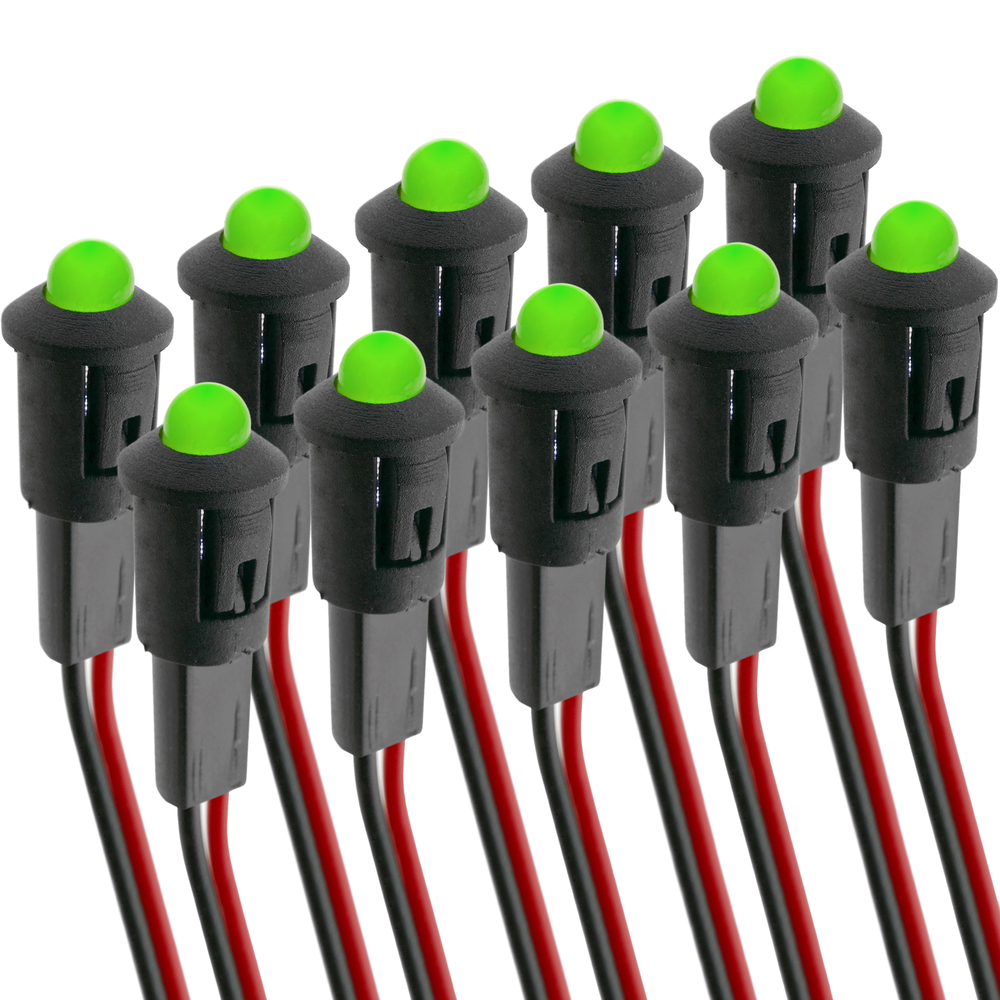 Bematik - Lampe voyant LED 8mm 12VDC Pilote de couleur vert 10-pack - Ampoules LED