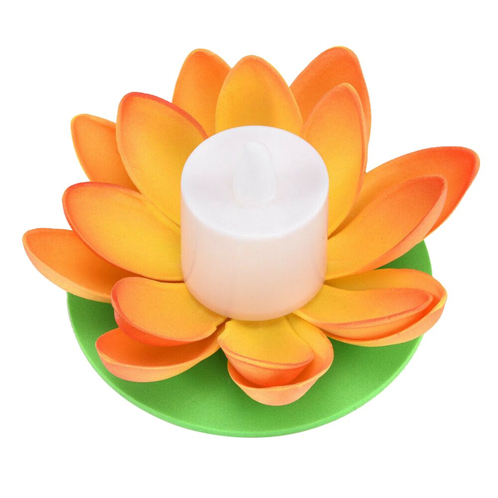 marque generique - Imperméable Sans Flamme Flottant LED Lotus Lumières Piscine Décoration Orange 11.5cm - Eclairage solaire