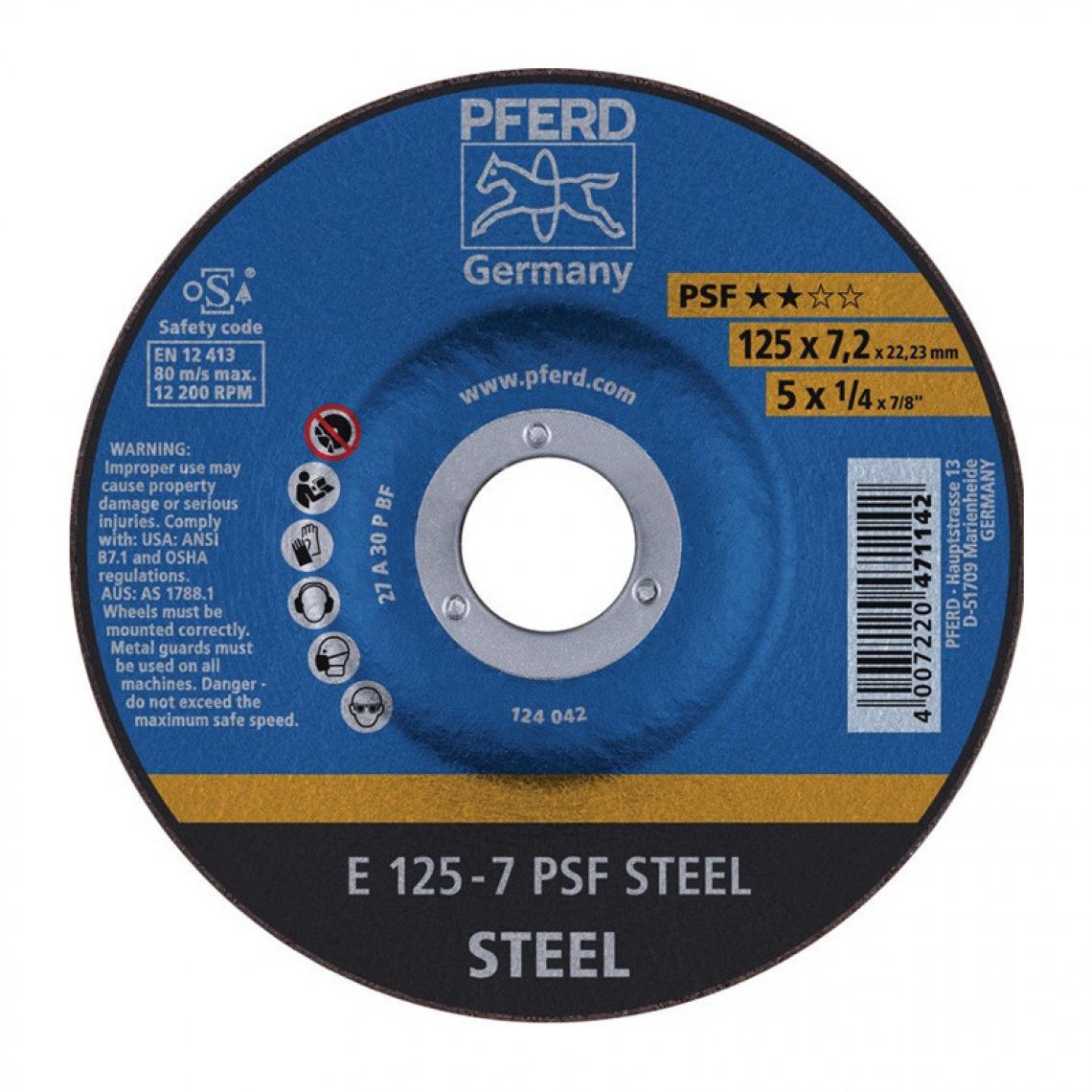 marque generique - Meule à ébarber PSF STEEL D230xS7.2 mm contre-coudé acier perçage 22.23 mm PFERD (Par 10) - Accessoires meulage