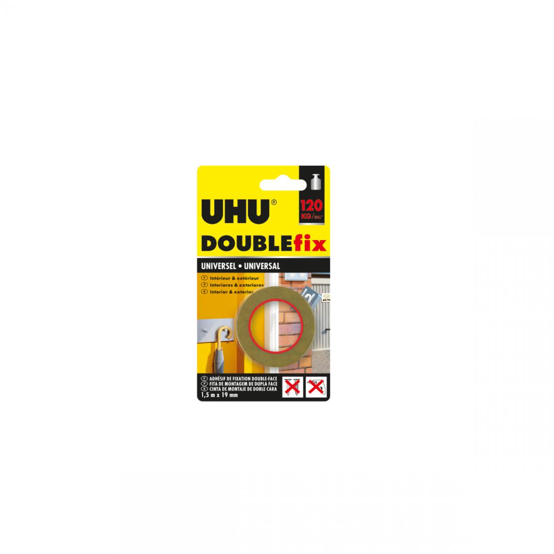 Uhu - Ruban adhésif UHU Doublefix Universel - 1,5m x 19mm - 36495 - Colle & adhésif