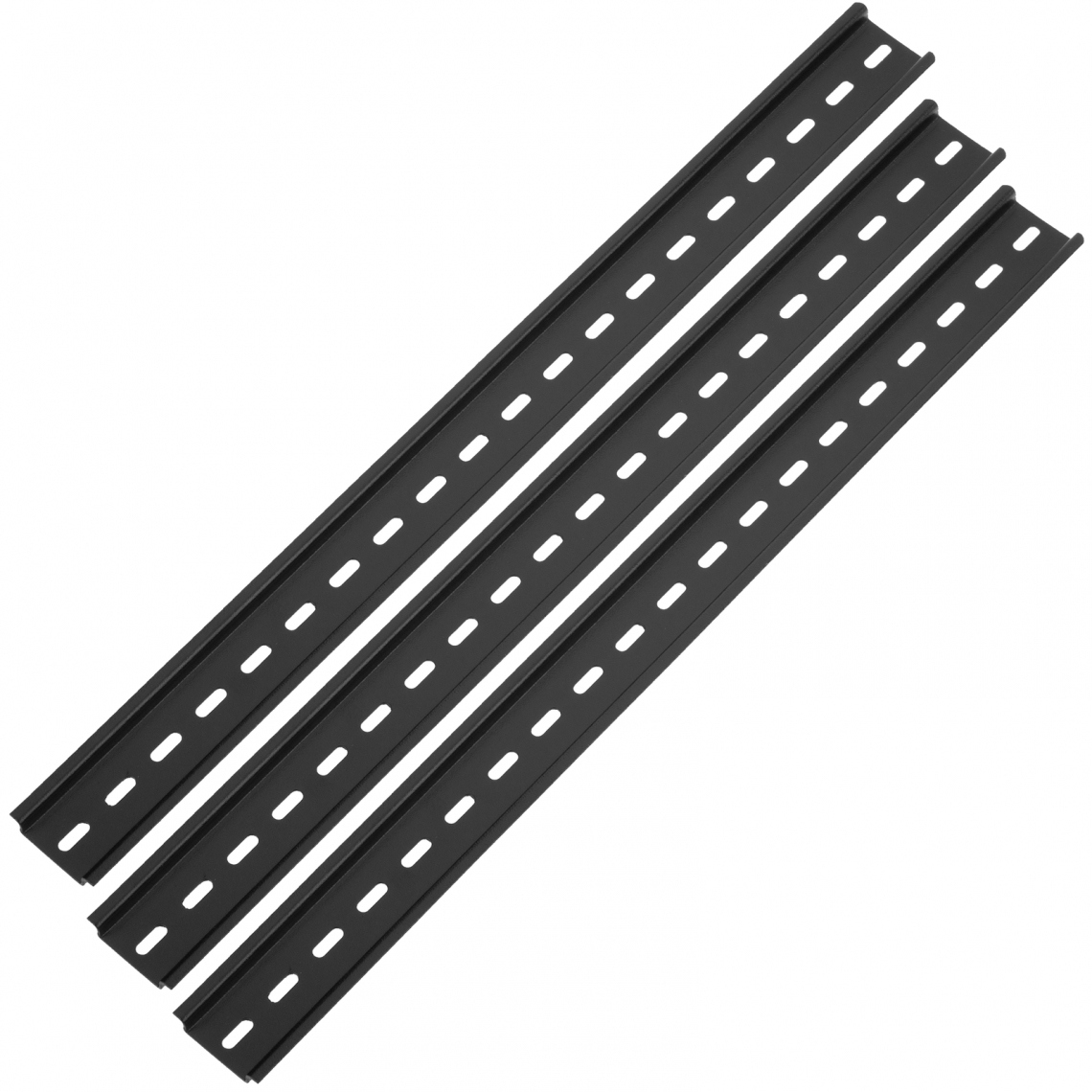 Bematik - Lot de 3 rails DIN 400mm noirs rail 35 x 15 mm perforé - Boîtes d'encastrement