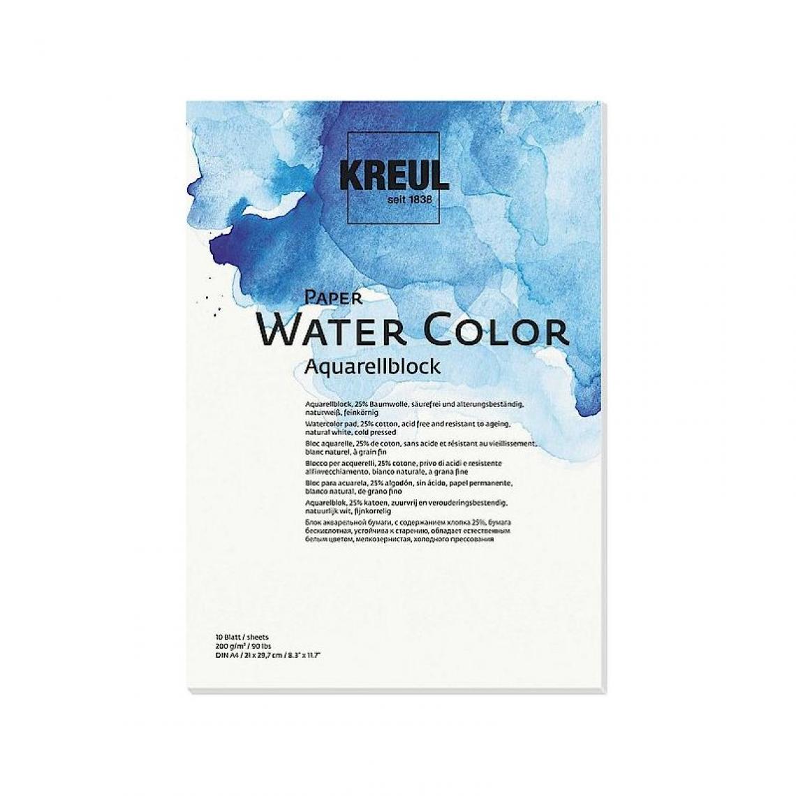 Kreul - KREUL Bloc pour artistes Paper Water Color, A4, 10 feuilles () - Outils et accessoires du peintre