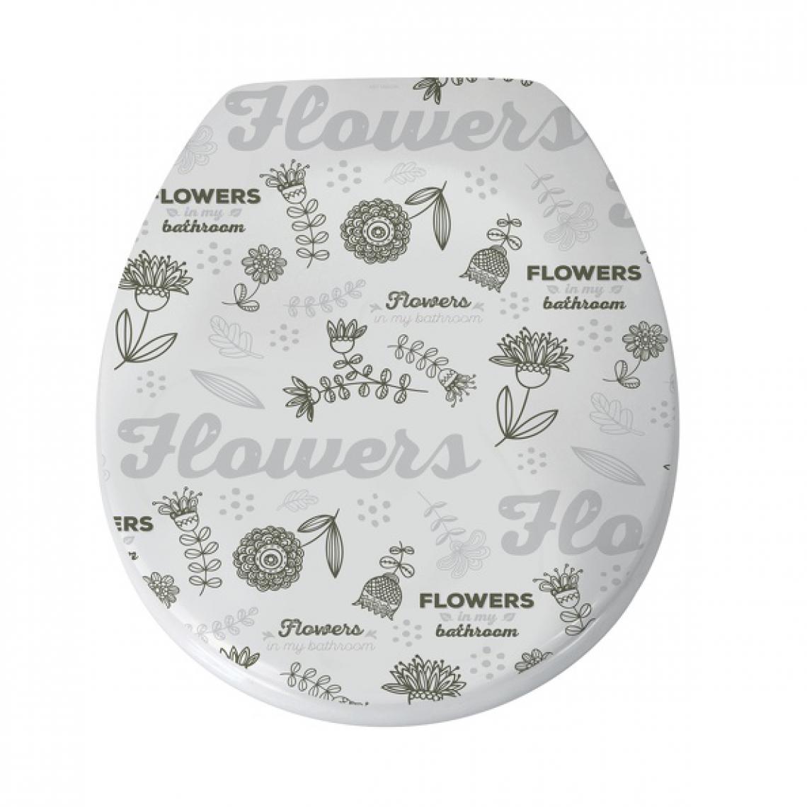 Msv - MSV Abattant Wc Thermo Dur Motif Flowers - Charnières PS - Abattant WC