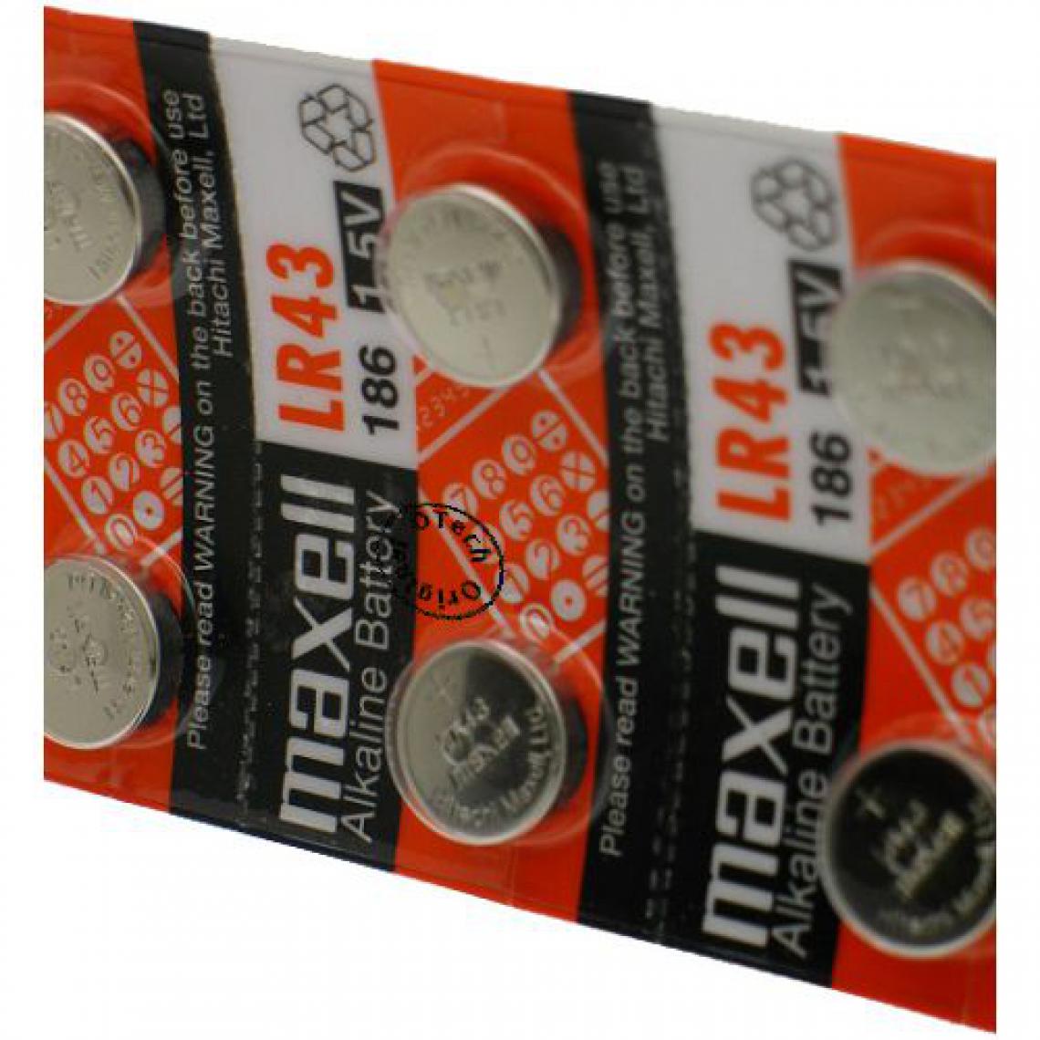 Otech - Pack de 10 piles maxell pour RENATA LR43 - Piles rechargeables
