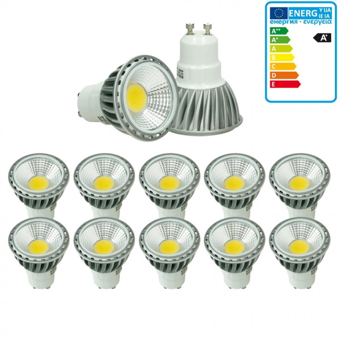 Ecd Germany - ECD Germany 10 x Spot LED 6W GU10 - Spot halogène 30W - 220-240V - Ampoules spot - LED Plafonnier 386 Lumens - Angle de faisceau 60 °- Blanc chaud - 2800K - Ampoules LED
