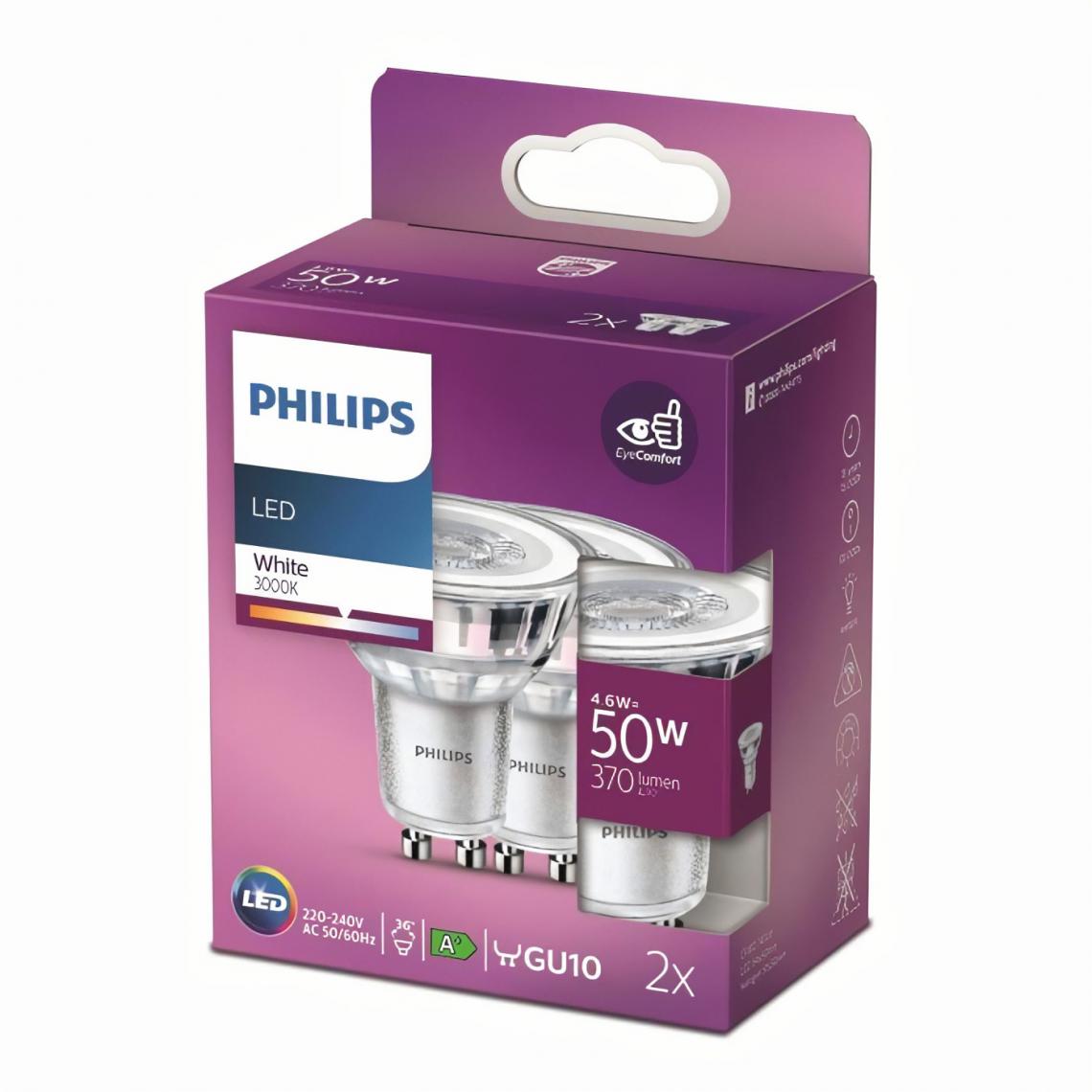 Philips - PHILIPS LED Classic 50W Spot Blanc Non Dimmable Lot de 2 - Ampoules LED