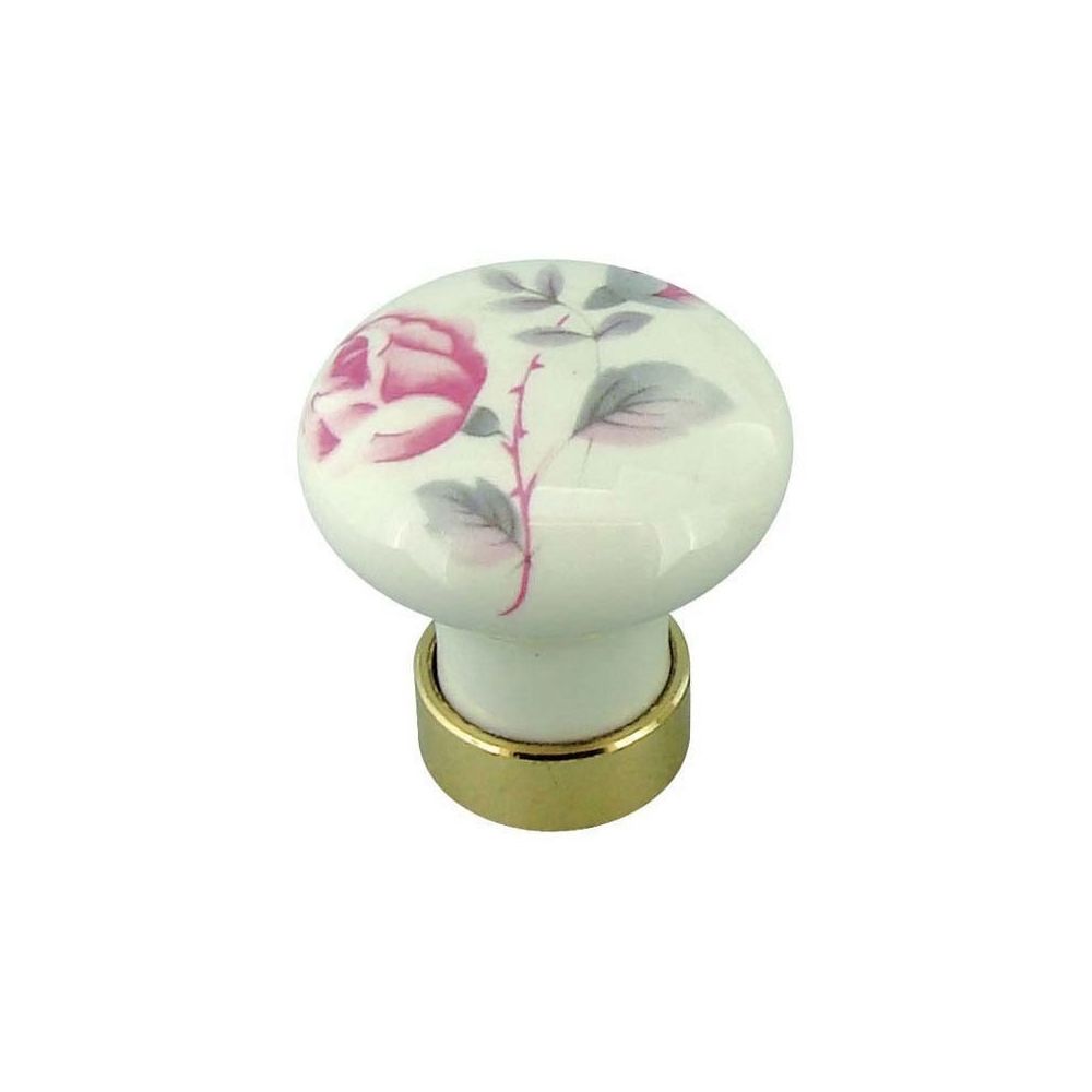 Tcasystem - Bouton porcelaine - Décor : Fleur rose - TCASYSTEM - Poignée de meuble