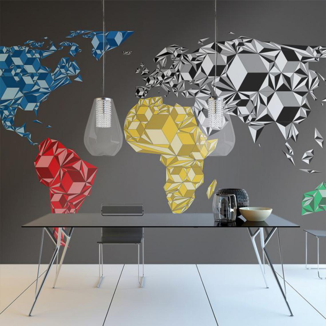 Artgeist - Papier peint - Map of the World - colorful solids .Taille : 300x231 - Papier peint