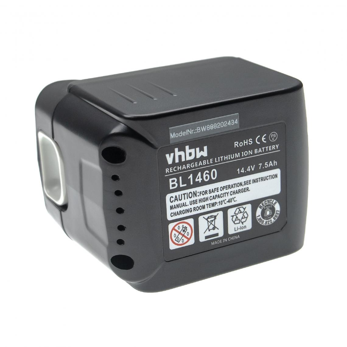 Vhbw - vhbw Batterie compatible avec Makita BJV140, BJV140RF, BJV140RFE, BJV140Z, BML145, BMR100 outil électrique (7500mAh Li-ion 14,4 V) - Clouterie