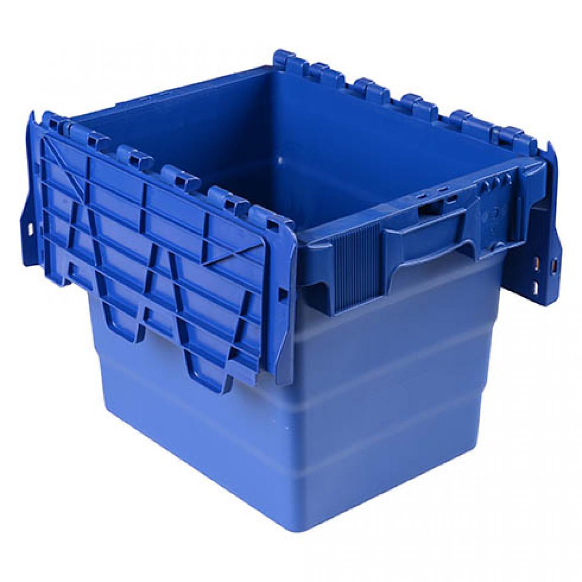 Viso - Bac de stockage navette avec couvercle en plastique bleu - 27 litres - Diable, chariot