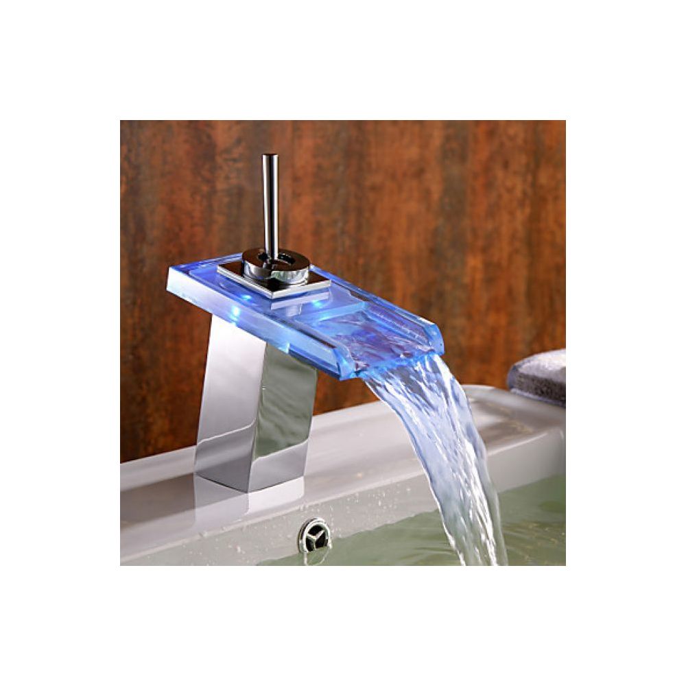Lookshop - Robinet d'évier en verre effet cascade, une finition chromée pour un style contemporain - Robinet de lavabo