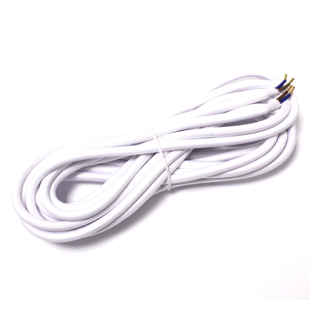 Bematik - Câble Tissus décoratifs électrique 5m 2x0.75mm blanc - Interrupteurs et prises en saillie
