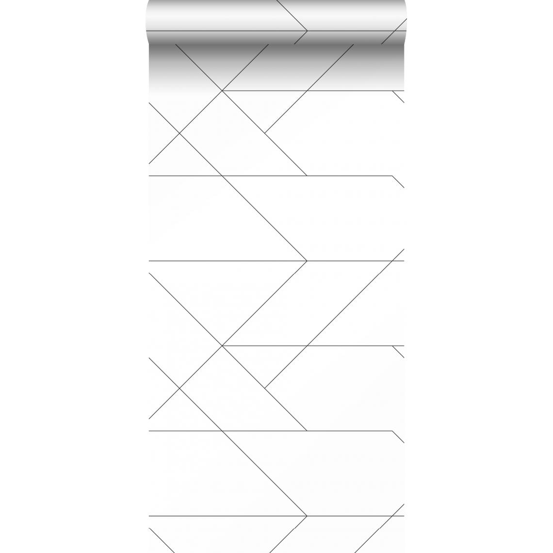 ESTAhome - ESTAhome papier peint lignes graphiques noir et blanc - 139235 - 0.53 x 10.05 m - Papier peint