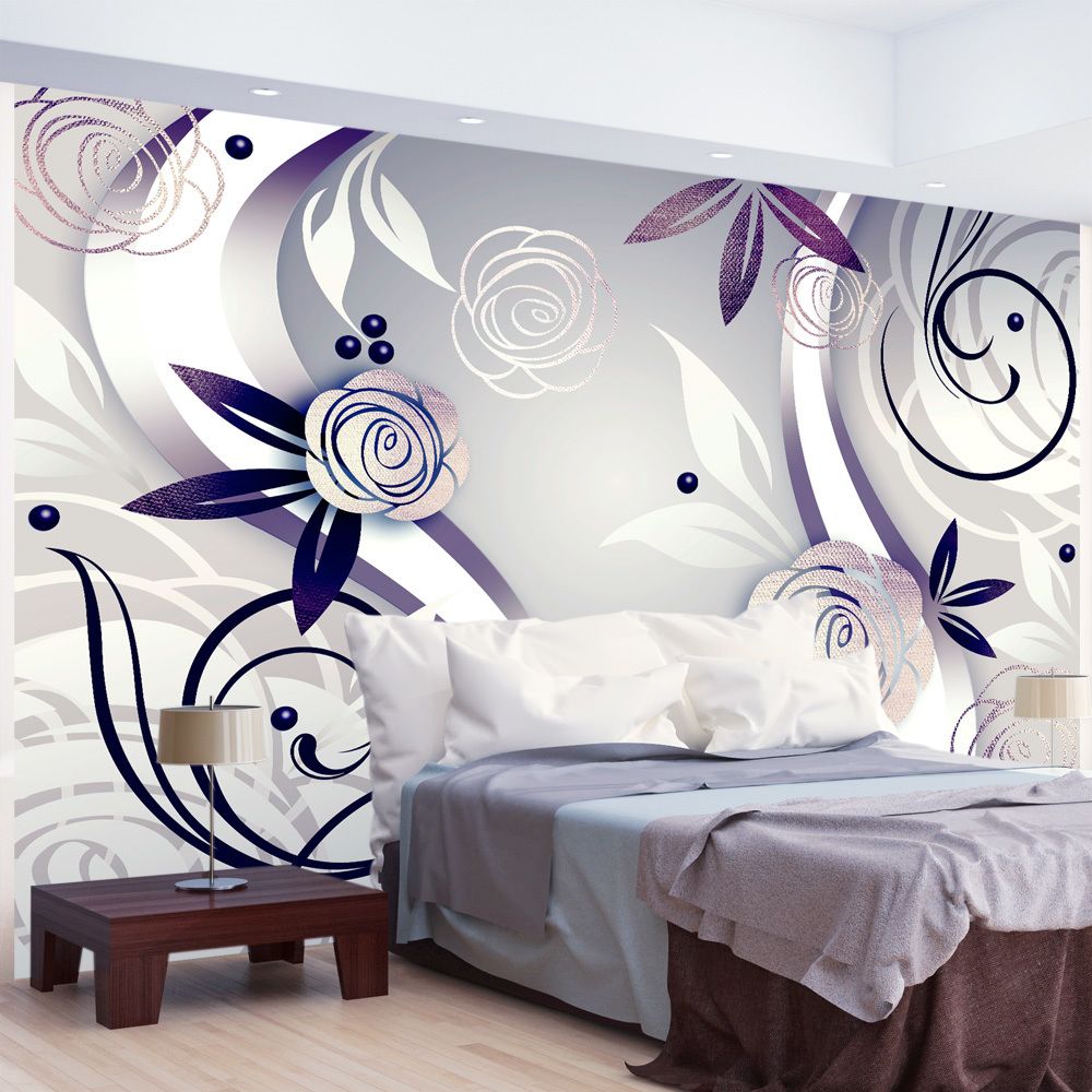 Bimago - Papier peint | Purple roses | 200x140 | Fonds et Dessins | Motifs floraux | - Papier peint