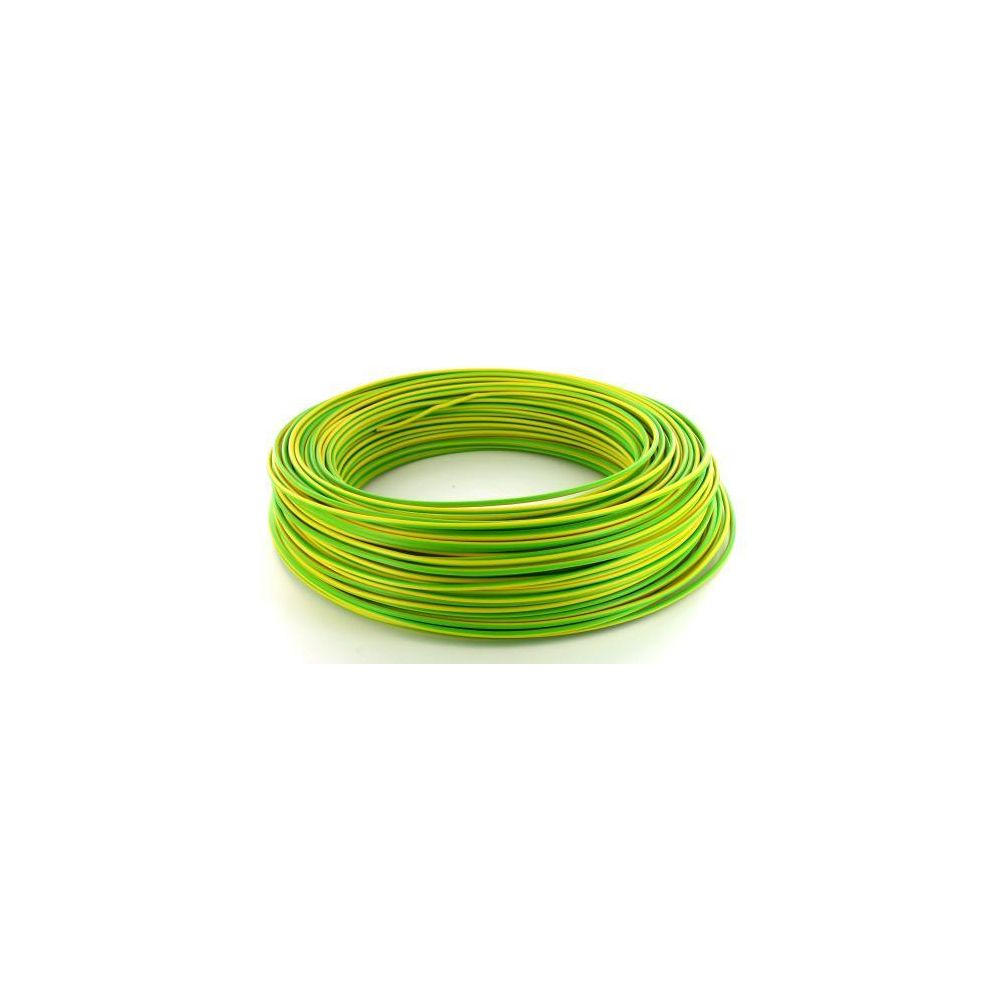 marque generique - fil rigide h07vu 1 x 1.5 mm2 - vert jaune - couronne de 500 mètres - Fils et câbles électriques