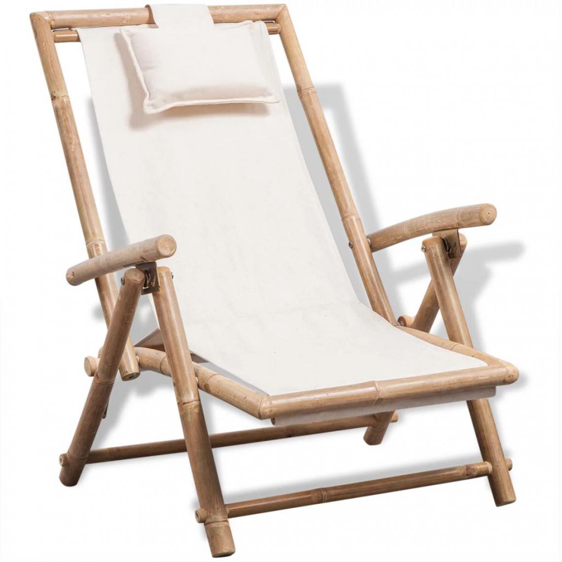 Vidaxl - Chaise de terrasse Bambou - Blanc - Chaises de jardin