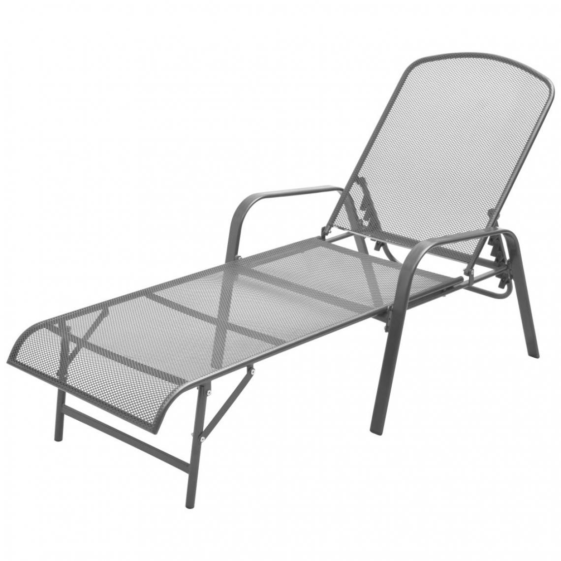 Vidaxl - Chaise longue Maille d'acier Réglable - Gris - Chaises de jardin