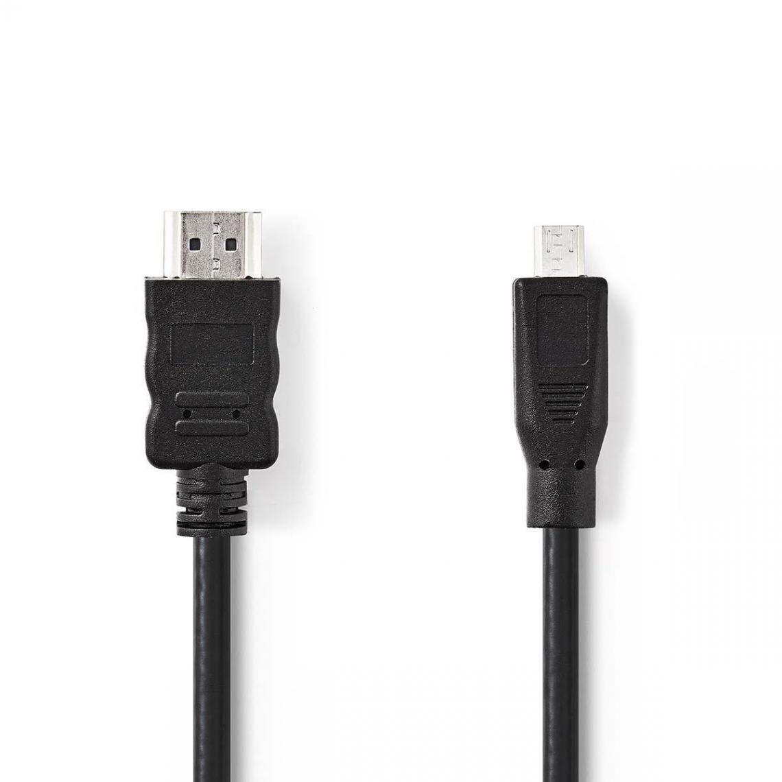 Nedis - Câble HDMI™ Haute Vitesse avec Ethernet Connecteur HDMI - Micro-connecteur HDMI 2,0 m Noir - Adaptateurs