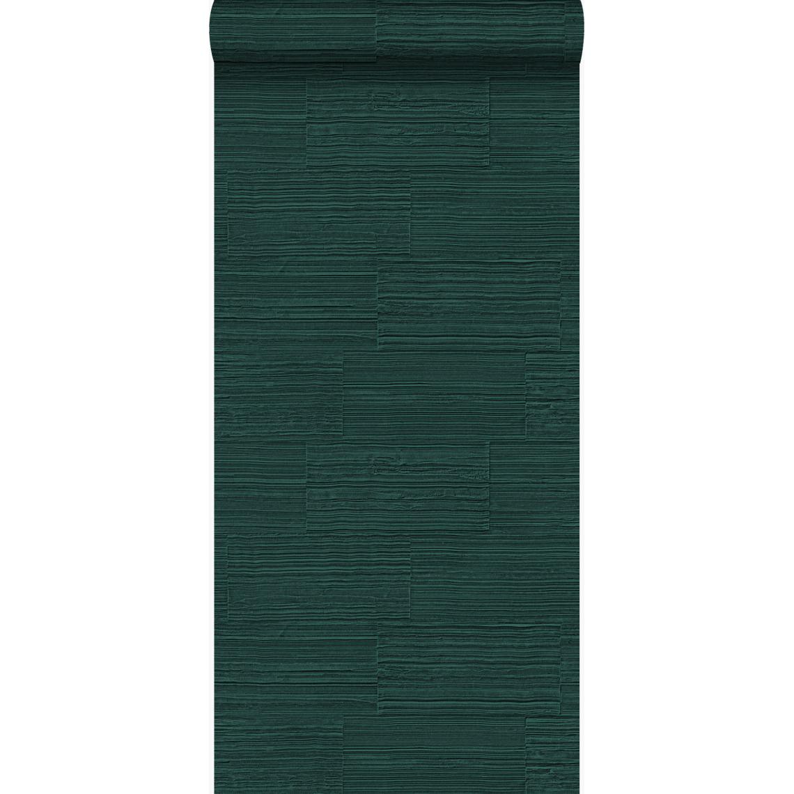 Origin - Origin papier peint pierre naturelle brute rétro en appareil de panneresses vert émeraude - 347578 - 53 cm x 10.05 m - Papier peint