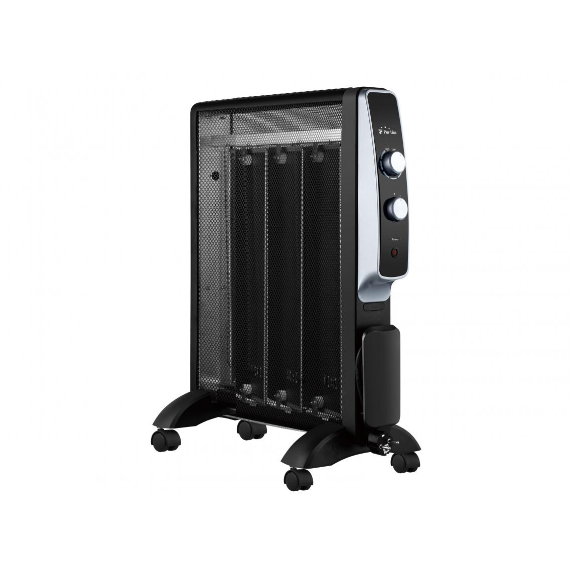 Purline - Radiateur électrique Mica noir 1500W faible consommation et thermostat - Radiateur rayonnant