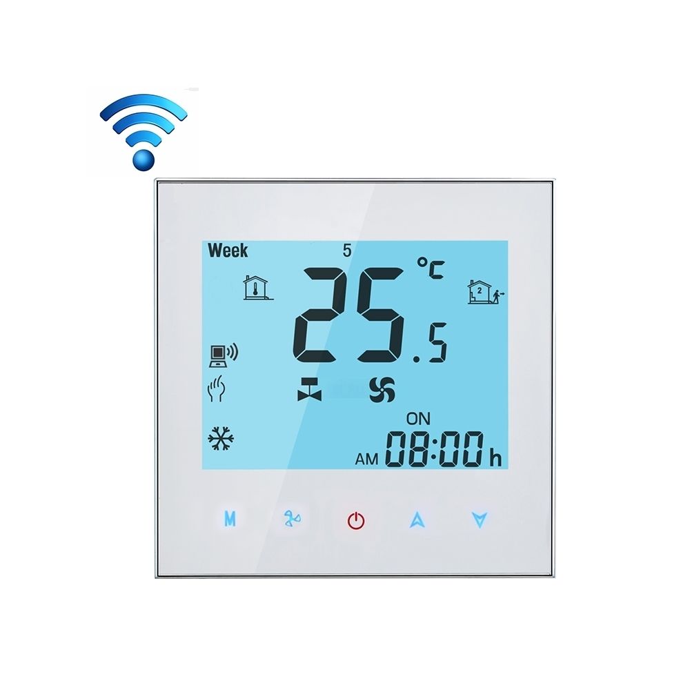 Wewoo - Thermostat Domestique blanc pour l'unité de bobine de fan, soutient le Wifi programmable d'affichage à cristaux liquides de l'affichage à 4-Pipe - Thermostat